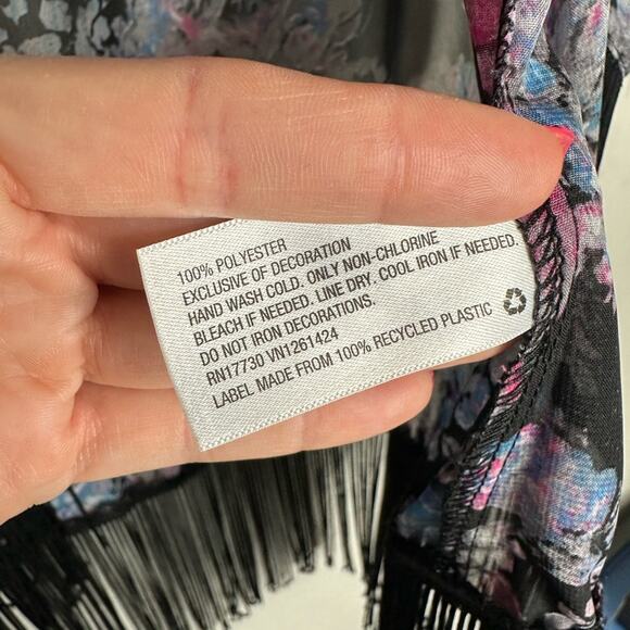 XHILARATION Womens Floral Printed Fringe Sheer Swim Cover up Size XS - Picture 5 of 5